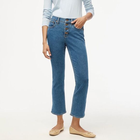 NWT J. Crew Flare Crop Mid Rise Jeans in All Day Stretch - Picture 1 of 13